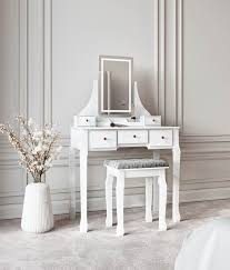 white dressing table with touch led