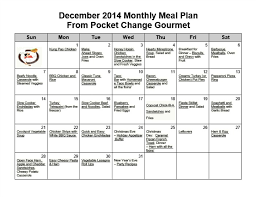 December Monthly Meal Plan 2014 Pocket Change Gourmet