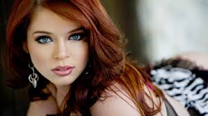 redhead blue eyes face brunette