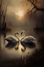 beautiful romantic swans lake setting