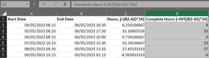 calculate time difference in excel