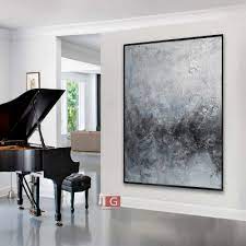 Grey Wall Art Blue Abstract Art