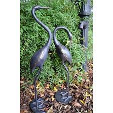 Cast Iron Crane Garden Sculpture