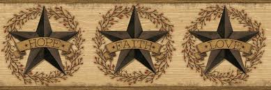 Faith Barn Star Brown Wallpaper Border