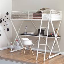 Modern Twin Bunk Bed Loft With Desk In