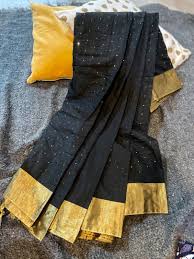 black and gold saree women s fashion