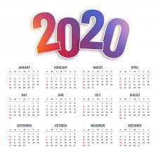 2020 Happy New Year Calendar Vector Free Download