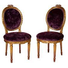 Buy purple velvet dining chairs and get the best deals at the lowest prices on ebay! Pair Of 19th Century Hand Carved With Elegant Purple Velvet Chairs Fre Angels Art Collection