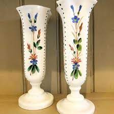 A Pair Of Antique Opaque Glass Vases