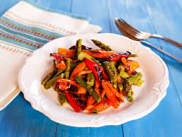 Roasted Sweet Mini Peppers and Asparagus - Tori Avey