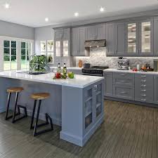 J Collection Bristol Painted Slate Gray Shaker Assembled Wall Kitchen Cabinet With Glass Door 36 In W X 30 In H X 14 In D