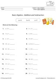 Basic Algebra Subtraction Worksheets