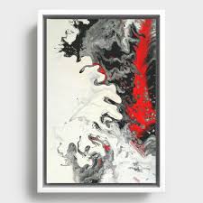 Black Red White Fluid Marble Painting