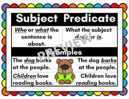 Subject And Predicate Anchor Chart Worksheets Teaching