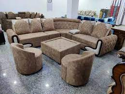 Wooden Modern Corner L Shape Sofa Set