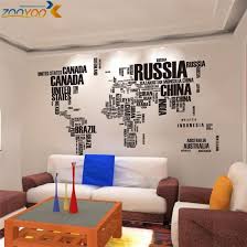 Large Letters Map Wall Stikers Office
