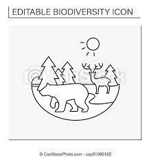 Location, climate, nutrient cycle, vegetation & animals. Taiga Forest Line Icon Boreal Forest Or The Coniferous Forest Living Place For Dangerous And Wild Animals Winter Forest Canstock