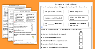 Relative clauses are clauses starting with the relative pronouns who*, that, which, whose, where, when. Year 5 Recognising Relative Clauses Homework Extension Relative Clauses Classroom Secrets