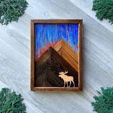 Rustic Mountain Wood Wall Art With