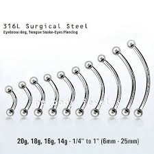 20g To 10g Surgical Steel Curved Barbell Eyebrow Ring Tongue Snake Eyes Piercing Ebay