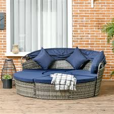 Grey Rattan Outdoor Round Sofa Bed