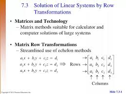 7 3 Solution Of Linear Systems By Row