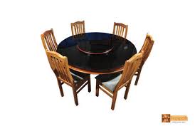 Round Glass And Wood Dining Table Set