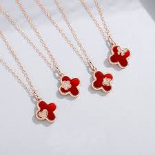 red onyx four leaf clover necklace