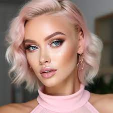 woman with blonde hair and pink makeup