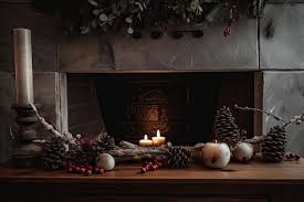 Candles Pine Cones And Berries Created
