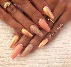 Check out our peach nails selection for the very best in unique or custom, handmade pieces from our craft supplies & tools shops. Peach Chrome And Glitter Nails Nail Designs Peach Nails Nail Shapes