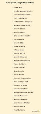 Feb 03, 2021 · here is a complete list of 50 catchy flooring company names to explore your thinking. 600 Best Granite Company Names And Suggestions Namesbee