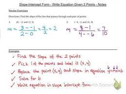 Write Equation In Slope Intercept Form