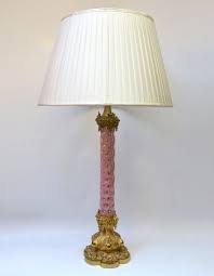 Pink Through Clear Cut Glass Lamp Base