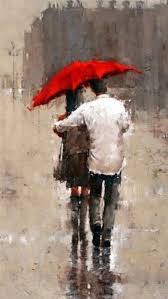 rainy romantic lover couple back art