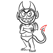 how to draw a cartoon devil step by step