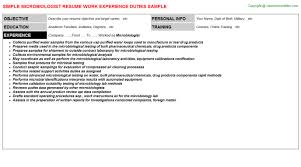 Microbiologist Job Resume Sample