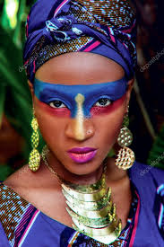 beautiful black woman with color makeup