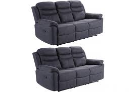 conway grey fabric recliner 3 3 seater