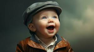 a cute baby boy smiling with joy