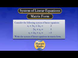Linear Equations Matrix Form