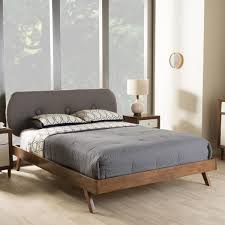 Gray Fabric Upholstered King Size Bed