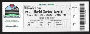 hard copy 2020 world series tickets