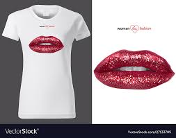 t shirt with glitter red lips royalty