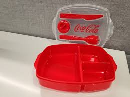 coca cola plastic lunch box with fork