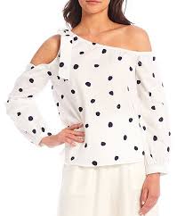 long sleeve polka dot blouse