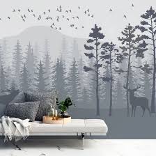 Monochrome Mountain And Forest Scape