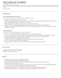 junior web developer resume sles