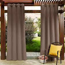 Amazon Com Pony Dance Patio Curtains Outdoor Blackout Shades Drapery Thermal Insulated Light Blocking Window Treatments Panels For Garden Mocha 52 W By 84 In L Set Of 1 Piece Garden Outdoor