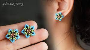 little star beaded stud earrings easy